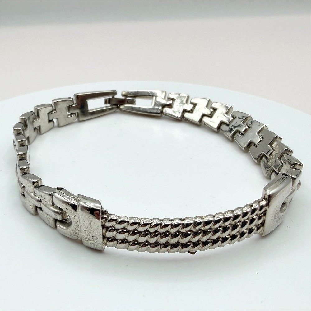 Vintage 90s Silver Tone Breil Edit Bracelet Boho Women's Classic Fashion Jewelry